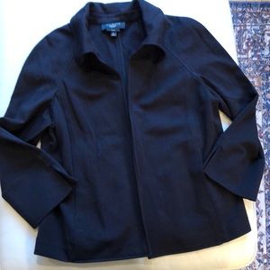 Talbots black ponte knit unlined, open jacket